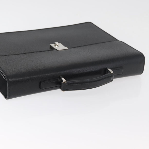 GUCCI Business Bag Leather Black Silver 015 0235 Auth 180056