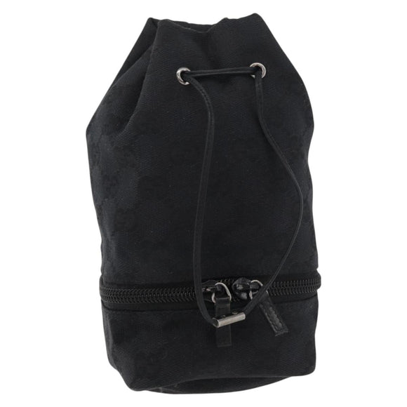 GUCCI GG Canvas Purse Pouch Black Silver 039 1054 Auth 180058