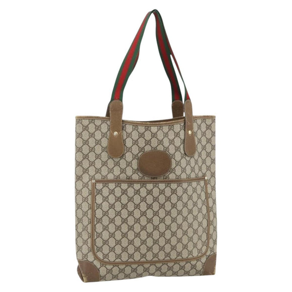GUCCI GG Supreme Web Sherry Line Tote Bag PVC Beige Red 002 904 0223 Auth 180060