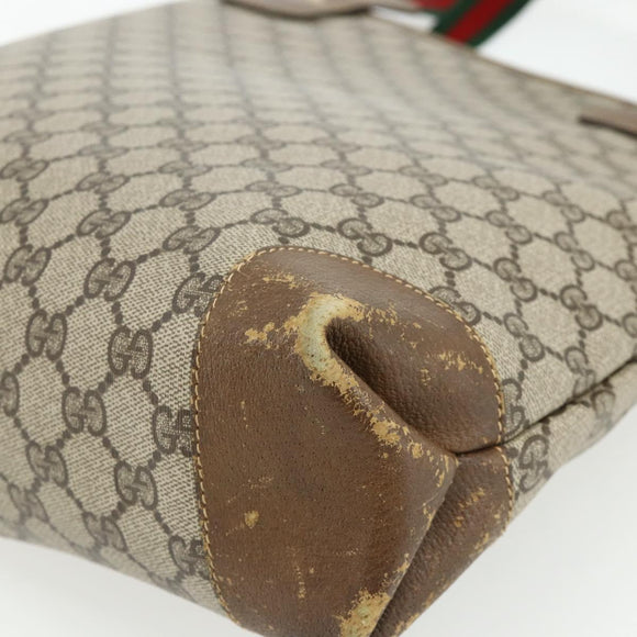GUCCI GG Supreme Web Sherry Line Tote Bag PVC Beige Red 002 904 0223 Auth 180060