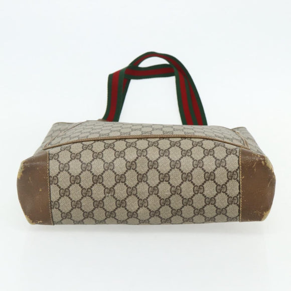 GUCCI GG Supreme Web Sherry Line Tote Bag PVC Beige Red 002 904 0223 Auth 180060