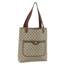 GUCCI GG Supreme Web Sherry Line Tote Bag PVC Beige Red 40 02 003 Auth 180061-1