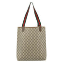 GUCCI GG Supreme Web Sherry Line Tote Bag PVC Beige Red 40 02 003 Auth 180061-2