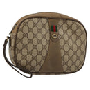 GUCCI GG Supreme Web Sherry Line Clutch Bag PVC Beige Gold 89 01 034 Auth 180063-1