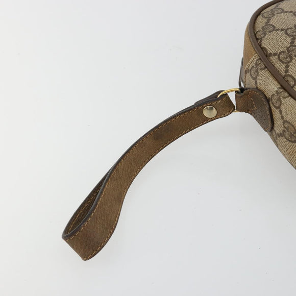 GUCCI GG Supreme Web Sherry Line Clutch Bag PVC Beige Gold 89 01 034 Auth 180063