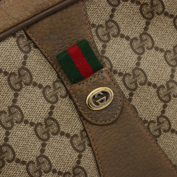 GUCCI GG Supreme Web Sherry Line Clutch Bag PVC Beige Gold 89 01 034 Auth 180063