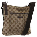GUCCI GG Canvas Shoulder Bag Beige Silver 122793 Auth 180064-1