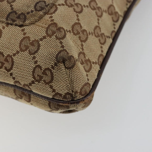 GUCCI GG Canvas Shoulder Bag Beige Silver 122793 Auth 180064