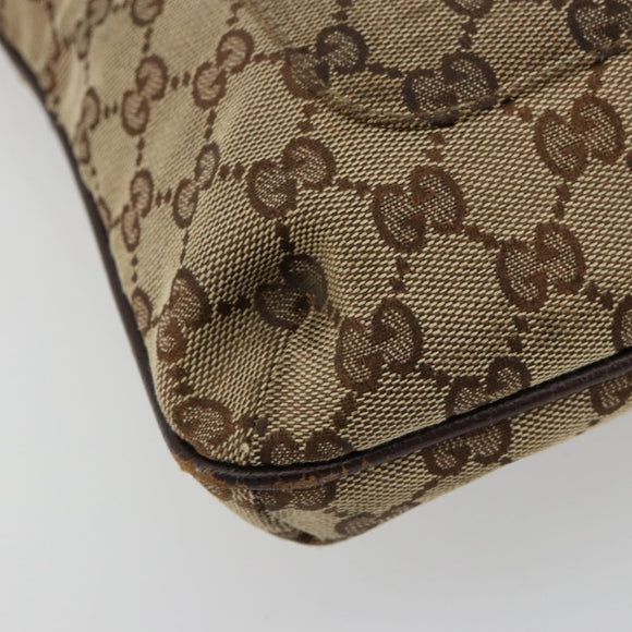 GUCCI GG Canvas Shoulder Bag Beige Silver 122793 Auth 180064