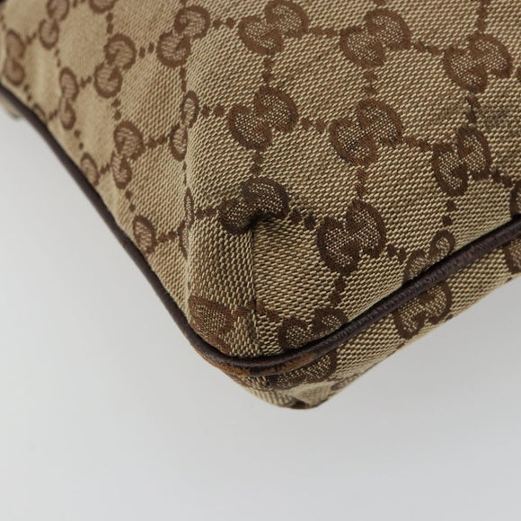 GUCCI GG Canvas Shoulder Bag Beige Silver 122793 Auth 180064