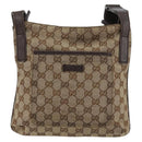 GUCCI GG Canvas Shoulder Bag Beige Silver 122793 Auth 180064-2