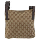 GUCCI GG Canvas Shoulder Bag Beige Silver 122793 Auth 180064-3
