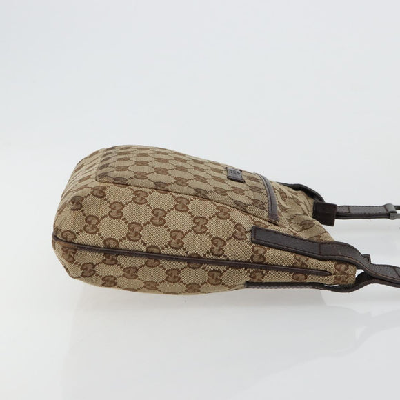 GUCCI GG Canvas Shoulder Bag Beige Silver 122793 Auth 180064