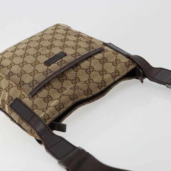 GUCCI GG Canvas Shoulder Bag Beige Silver 122793 Auth 180064