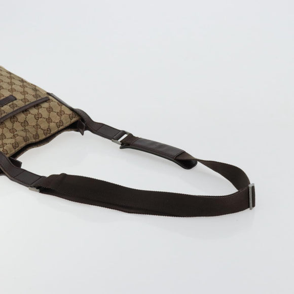 GUCCI GG Canvas Shoulder Bag Beige Silver 122793 Auth 180064