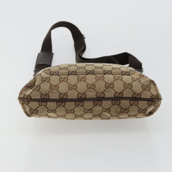GUCCI GG Canvas Shoulder Bag Beige Silver 122793 Auth 180064