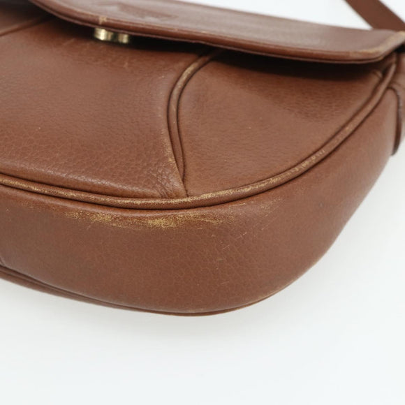 Burberrys Shoulder Bag Leather Brown Gold Auth 180067