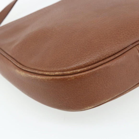Burberrys Shoulder Bag Leather Brown Gold Auth 180067