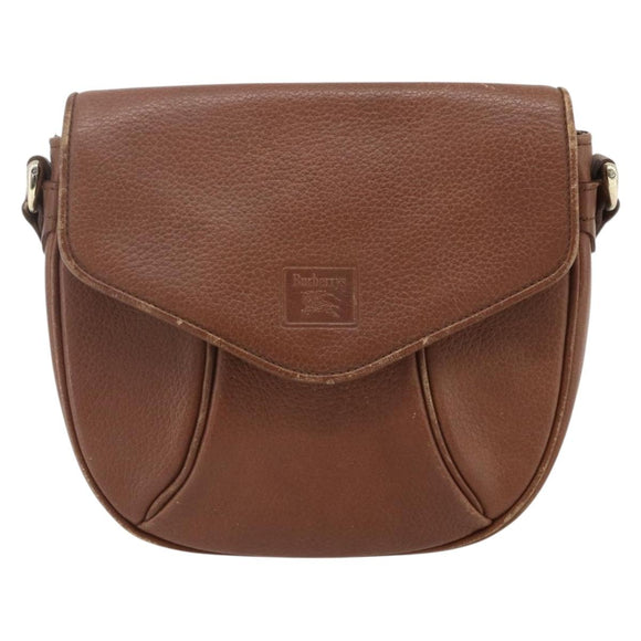 Burberrys Shoulder Bag Leather Brown Gold Auth 180067