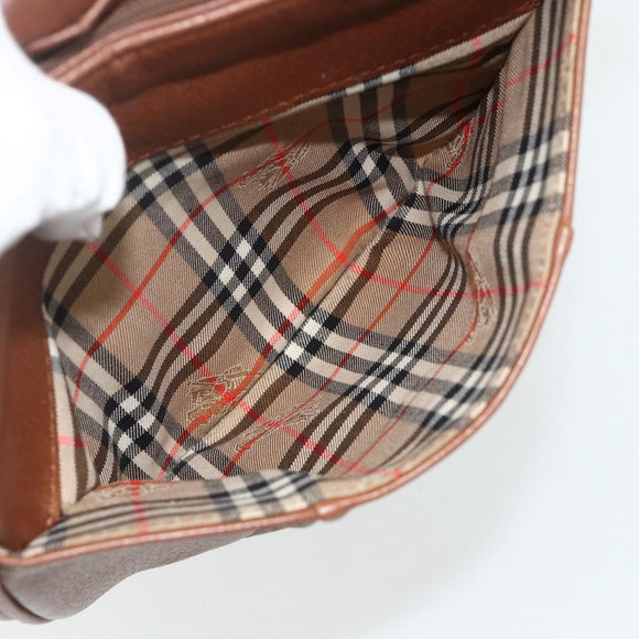 Burberrys Shoulder Bag Leather Brown Gold Auth 180067