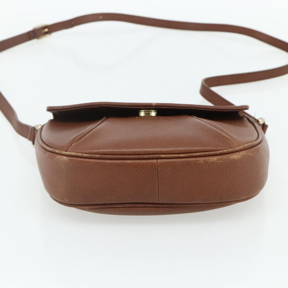 Burberrys Shoulder Bag Leather Brown Gold Auth 180067
