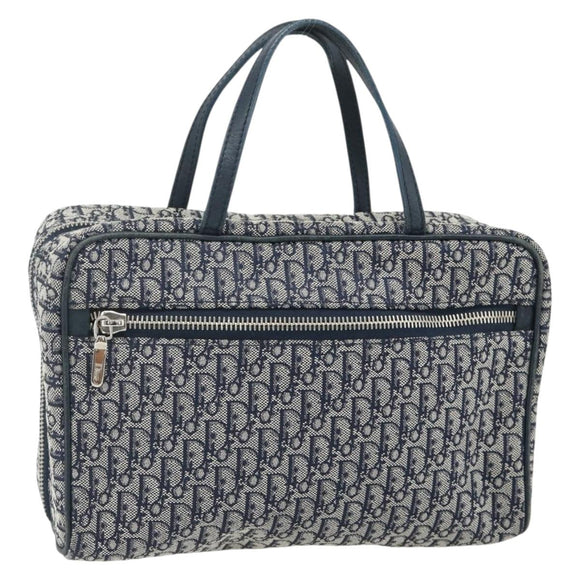 Christian Dior Trotter Canvas Hand Bag Navy Silver Auth 180069A