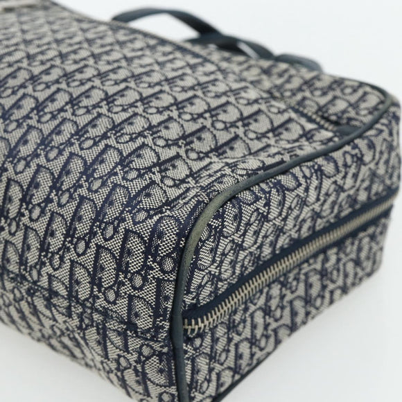 Christian Dior Trotter Canvas Hand Bag Navy Silver Auth 180069A