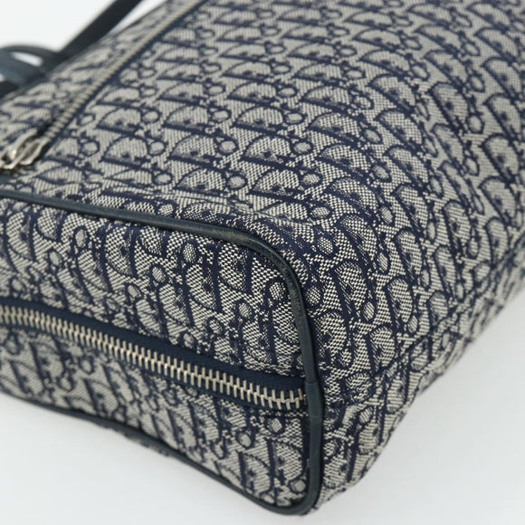 Christian Dior Trotter Canvas Hand Bag Navy Silver Auth 180069A