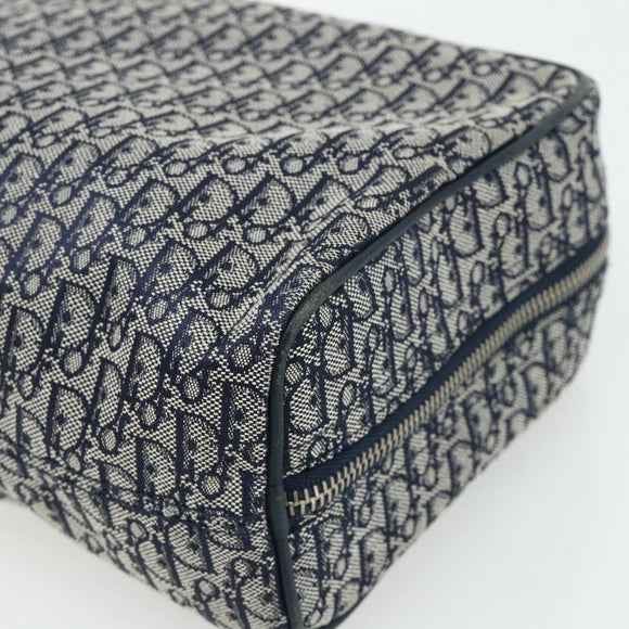 Christian Dior Trotter Canvas Hand Bag Navy Silver Auth 180069A