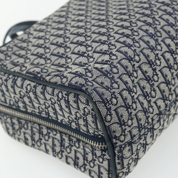 Christian Dior Trotter Canvas Hand Bag Navy Silver Auth 180069A
