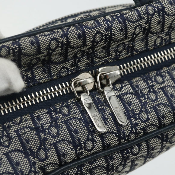 Christian Dior Trotter Canvas Hand Bag Navy Silver Auth 180069A