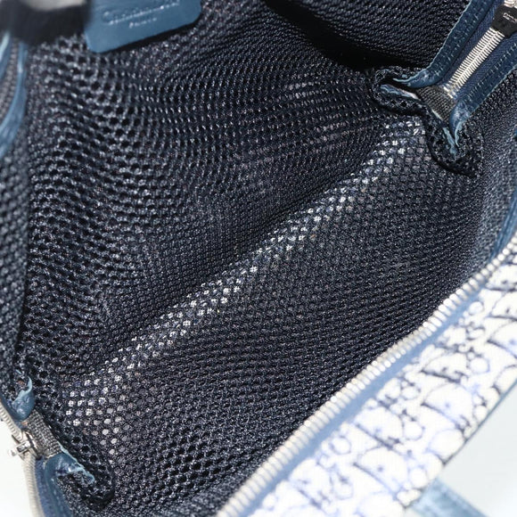 Christian Dior Trotter Canvas Hand Bag Navy Silver Auth 180069A