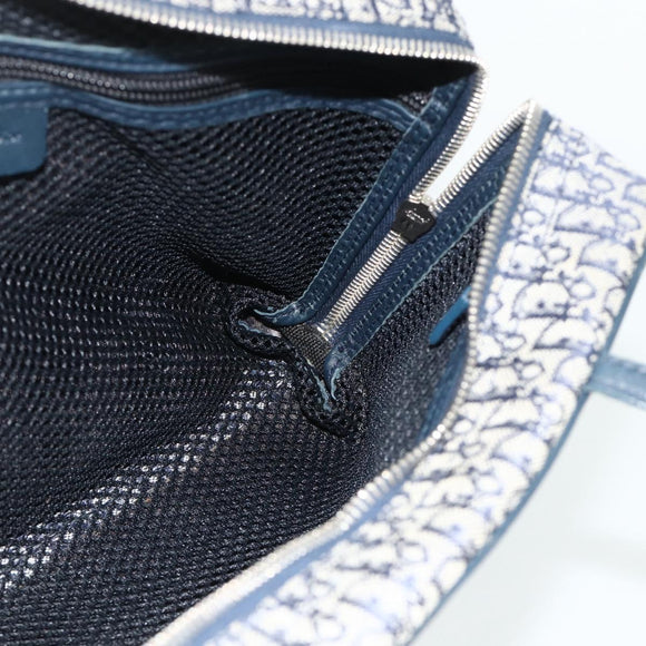 Christian Dior Trotter Canvas Hand Bag Navy Silver Auth 180069A
