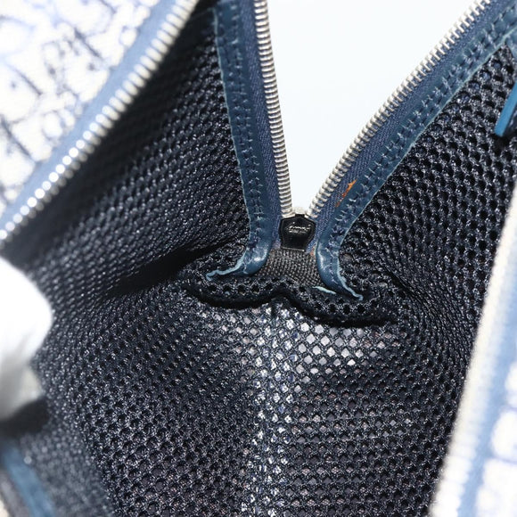 Christian Dior Trotter Canvas Hand Bag Navy Silver Auth 180069A