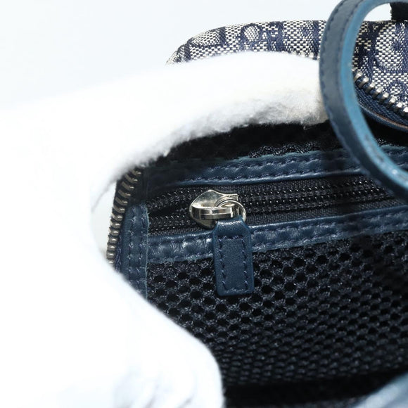 Christian Dior Trotter Canvas Hand Bag Navy Silver Auth 180069A