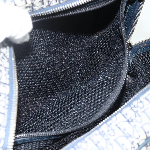 Christian Dior Trotter Canvas Hand Bag Navy Silver Auth 180069A
