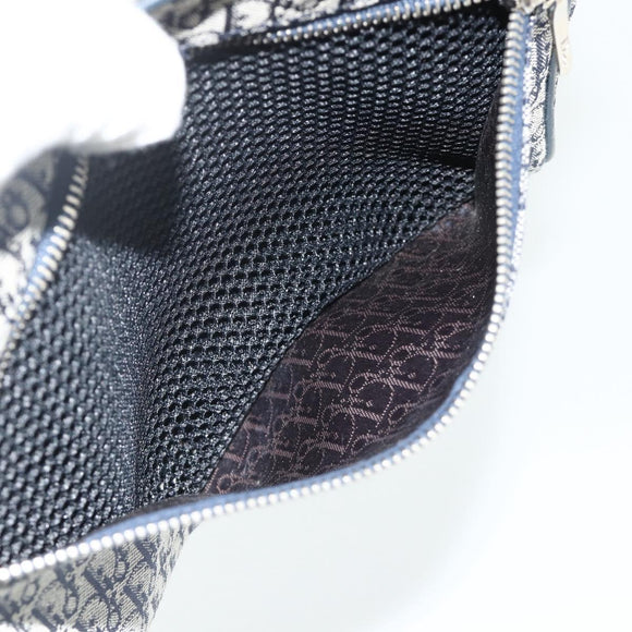 Christian Dior Trotter Canvas Hand Bag Navy Silver Auth 180069A