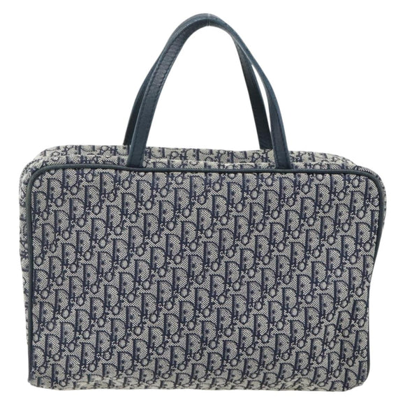 Christian Dior Trotter Canvas Hand Bag Navy Silver Auth 180069A