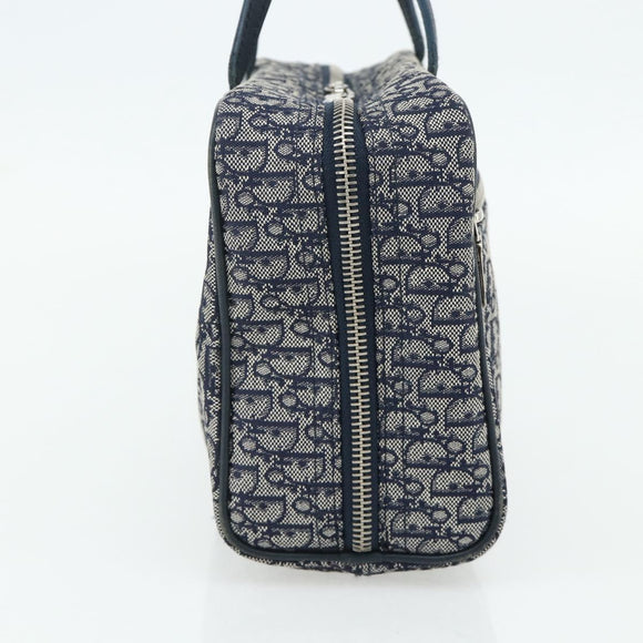 Christian Dior Trotter Canvas Hand Bag Navy Silver Auth 180069A