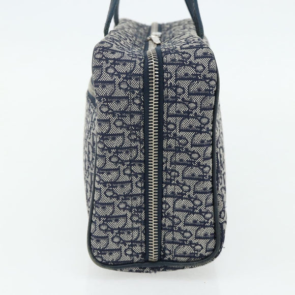 Christian Dior Trotter Canvas Hand Bag Navy Silver Auth 180069A