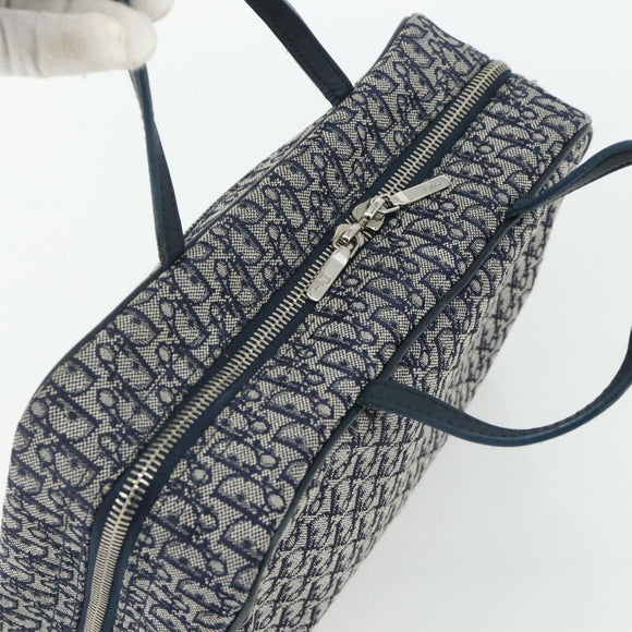 Christian Dior Trotter Canvas Hand Bag Navy Silver Auth 180069A