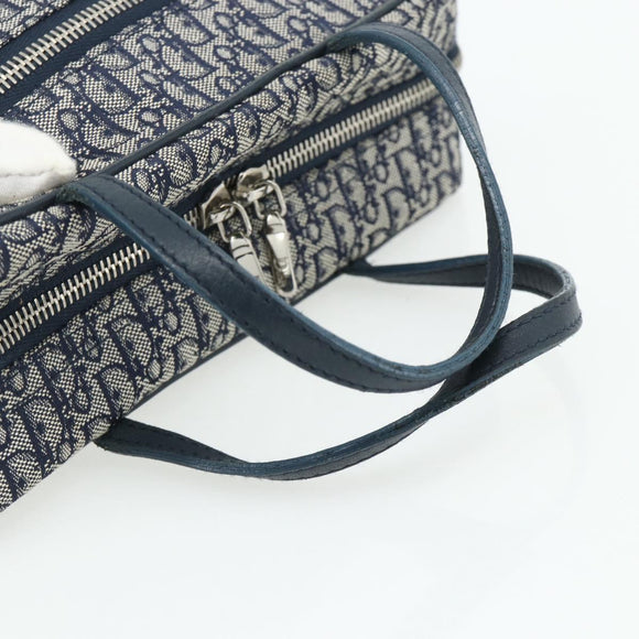 Christian Dior Trotter Canvas Hand Bag Navy Silver Auth 180069A