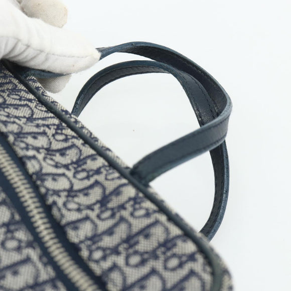 Christian Dior Trotter Canvas Hand Bag Navy Silver Auth 180069A