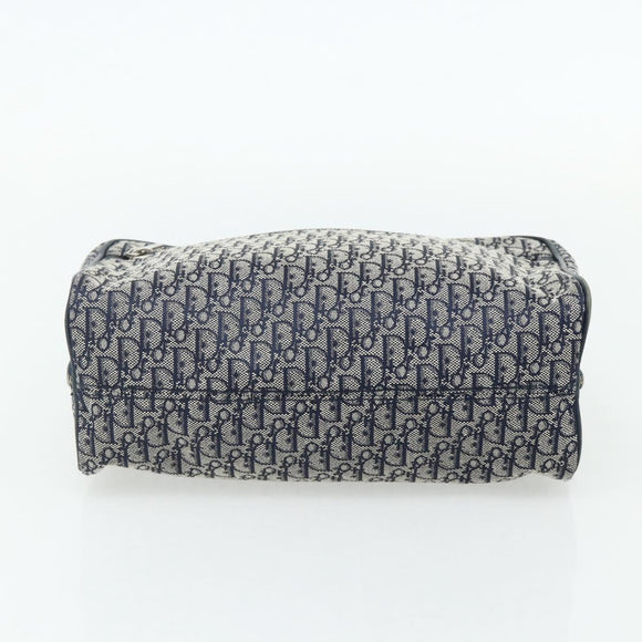 Christian Dior Trotter Canvas Hand Bag Navy Silver Auth 180069A