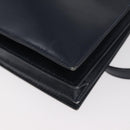 LOEWE Anagram Shoulder Bag Leather Navy Gold Auth 180071-9