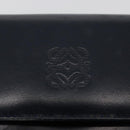 LOEWE Anagram Shoulder Bag Leather Navy Gold Auth 180071-17