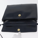 LOEWE Anagram Shoulder Bag Leather Navy Gold Auth 180071-10