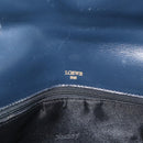 LOEWE Anagram Shoulder Bag Leather Navy Gold Auth 180071-18