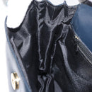 LOEWE Anagram Shoulder Bag Leather Navy Gold Auth 180071-20