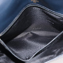 LOEWE Anagram Shoulder Bag Leather Navy Gold Auth 180071-12
